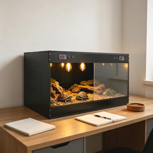 Reptile Terrarium with Temperature Controller, 39.4x19.7x19.7in PVC Enclosure for Leopard Gecko Bearded Dragon Snake Turtle