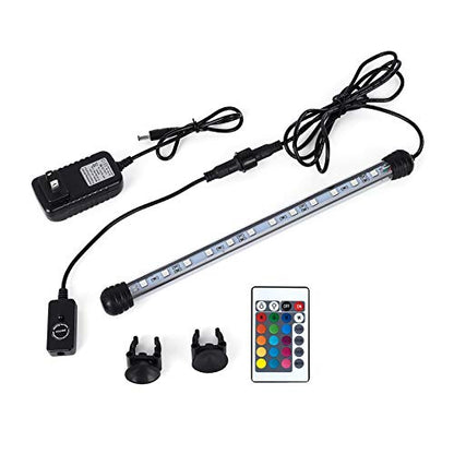 MQ 16 in Submersible LED Aquarium Light, 2.5W Color Changing Fish Tank Light with Remote Control, IP68 Crystal Glass 18 LEDs Lights Bar, for Fish Tank 20-25 inch - size: 18LED-Length 16"