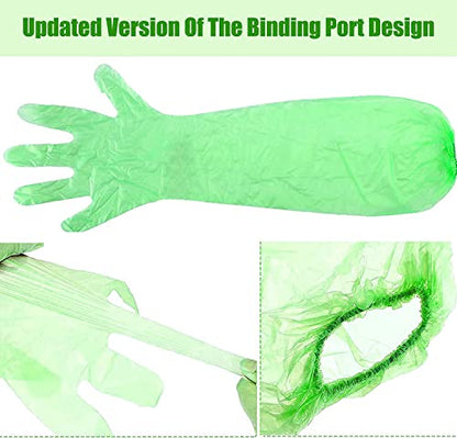 100 Pcs Field Dressing Gloves - Extra Long Disposable Deer Hunting Kit for Gutting and Field Dressing - color: Green