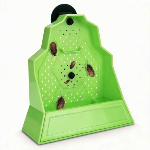 Reptile Anti-Escape Feeding Bowl, Wall-Mounted Corner Hunting Bowl | with Suction Cup Reptile Slow Feeder for Terrarium, Bearded Dragon, Chameleon, Lizard, Gecko, Frog (5.2 Inch Small)