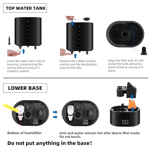 Coolfiqu 6L Warm & Cool Mist Humidifiers for Bedroom,Large Room,Plants | Quiet Top Fill Ultrasonic Humidifier,Essential Oil Diffuser, Auto Humidity Control,Hot Mist Desk Humidifiers,360° Nozzle - color: A-Black