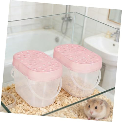 POPETPOP 2PCS Portable Plastic Hamster Carrier Boxes Lid Handheld Reptile Containers for Small Pets Turtles and Travel