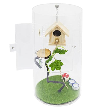Jumping Spider Enclosure Accessories, Little Hanging Wooden House with Magnet and Climbing Rope, Jumping Spider Hide, Hideout for Small Animals