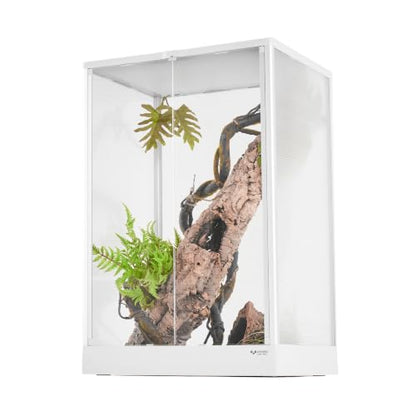 64Gal Reptile Terrarium for Geckos Waterproof Base Lightweight Knock-Down | for bearded dragon chameleon crested gecko 24x18x35" Ventilated Mesh Top,Heat Lamp Compatible Front Opening reptile enclosure
