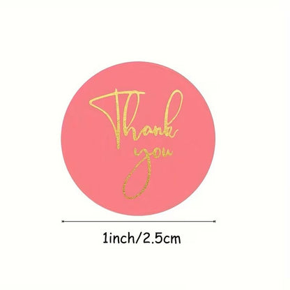 500pcs/Roll, Golden Font Thank You Stickers, Adhesive, 2.54 Cm - color: Colorful 4