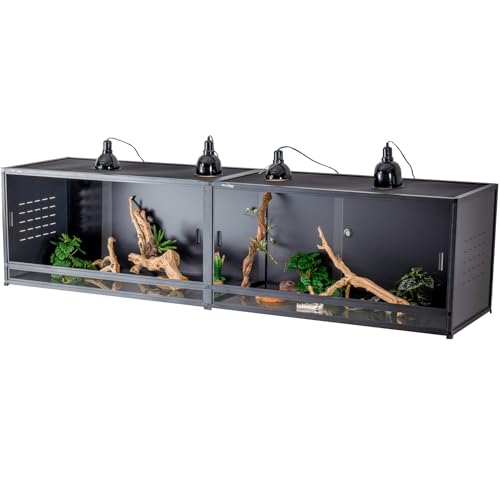 8x2x2 240 Gallon Expandable PVC Reptile Enclosure System, 96 x 24 x 24 Inch Habitat for Bearded Dragons, Ball Pythons and Snakes with Tempered Glass Doors and Lock