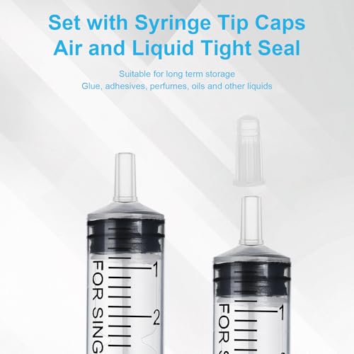 20 Pack 3ml/cc Syringe with Cap, Small Plastic Syringes without Needle, Individually Wrapped, for Liquid Oral Measurement, Scientific Lab, Colostrum Collect, Feeding Pet, Watering