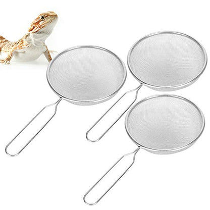 3PCS Reptile Poop Scooper, Bearded Dragon Sand Sifter Cat Litter Scoop Metal Fine Litter Scoop Sand Sifter Shelling Tools for Beach