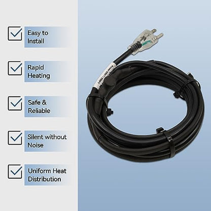 Pipe Heating Cable Thermostat 100-120V Anti-Freeze Kit 11.8ft | Self-regulating, energy-saving, plug-in design, for outdoor water pipes, easy installation, durable - style: 11.8ft