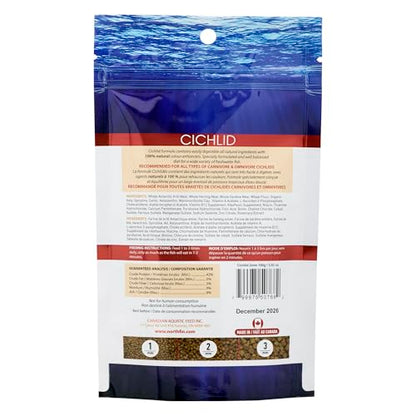 Northfin Cichlid Fish Food, Slow-Sinking Pellets, 2mm, 100g | Cichlid Formula; slow-sinking food for cichlids; made with whole Antarctic krill, herring and sardine; crafted in Canada - size: Net Wt: 100g, style: 2mm