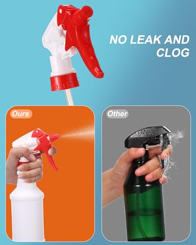Eccliy 20 Pack 16oz Empty Spray Bottles, Leakproof Cleaning Bottles with Measurement and Adjustable Nozzle for Housekeeping, Commercial Use(Cylinder,Red White Spray Head) - color: Red White Spray Head, style: Cylinder