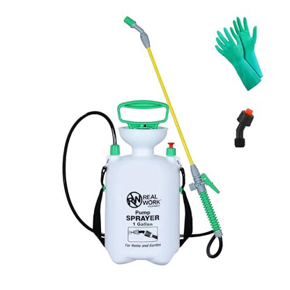 REALWORK 2pk 1-Gallon Handheld Tank Sprayer with Easy-Carry Shoulder Strap for Lawn, Garden, Yard, in Translucent White - size: 1 gallon