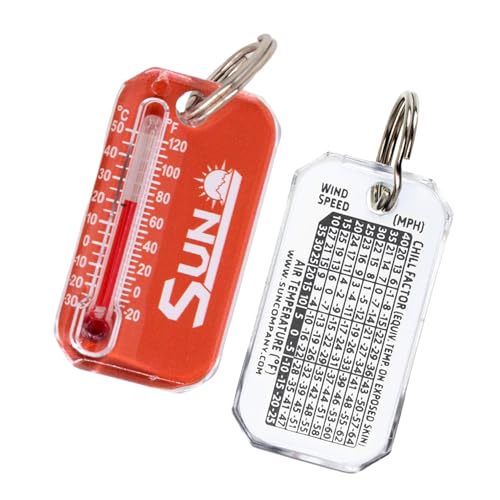 Sun Company Zip-o-gage - Zipper Pull Thermometer for Jacket, Parka, or Backpack | Mini Outdoor Keychain Thermometer - color: Orange