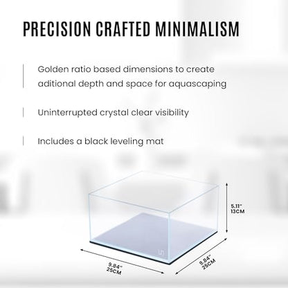 Ultum Nature Systems Ultra Clear Rimless Aquarium - Low Iron Glass Fish Tank with 45° Mitered Edges, 5mm-12mm Thick, Leveling Mat Included (25S, Shallow, 2 Gallon) - size: [25S] - 2.1 Gal - 9.84 x 9.84 x 5.11 in