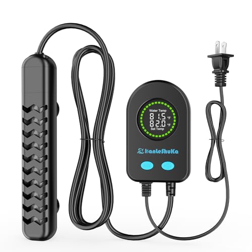 100W Submersible Fish Tank Heater for 10-20 Gallon with Auto Shut-Off When Leaving Water—Aquarium Heater, Dry-Burn & Overheat Protection, Smart LED Display for Betta Freshwater Saltwater - size: 100W