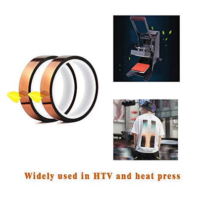 EQUTY BAYMERS 2 Rolls 13mm X 33m 108ft Heat Tape,Adhesive Heat Resistant/Transfer Tape, Heat Vinyl Thermal Sublimation Press Tape,No Residue,Electronics,Soldering,Protecting Circuit Board - size: 13MM 2ROLLS