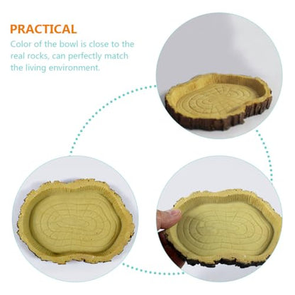 Sosoport 2pcs Resin Reptile Food Feeding Container and Tortoise Water Dish for Terrarium, Multifunctional Pet Food Storage Basin Suitable for Lizards, Tortoises, and Small Crawling Pets