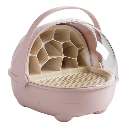 Silkworm Breeding Box Small Pet Feeding Container Transparent Removable Habitat Cage Portable Reptile House with PP for Turtle Frog Snake Suit, Pink - color: Pink