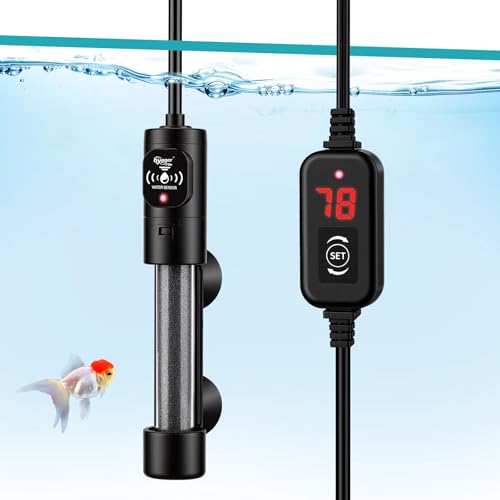 hygger Submersible Aquarium Heater, Small Adjustable Fish Tank Heater with 2 Suction Cups, Temperature Controller, Over-Temperature Off-Water Protection for Saltwater Freshwater (25W, 2-5 Gallon) - size: 25W, 2-5 Gallon