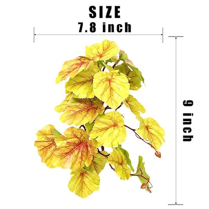 2Pack Yellow Reptile Plants Fake Heuchera Terrarium Hanging Suction | Tank Decor Fits Gecko Lizard Snake Amphibian Habitat - color: F-fake Heuchera Micrantha Yellow