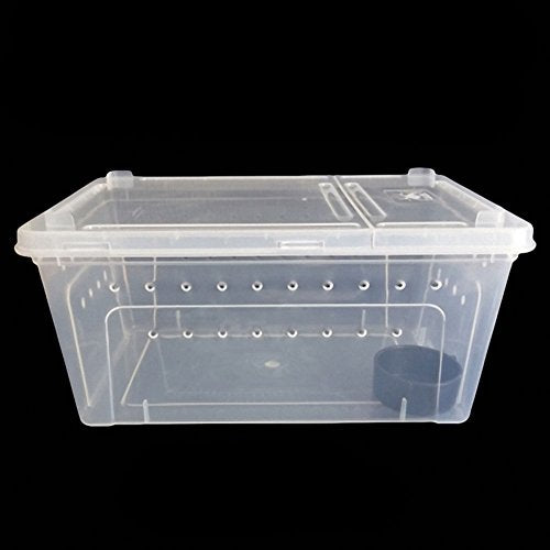 OMEM Portable Reptile Terrarium Habitat for Mini Pet Houses Breathable Holes Stackable Container (M) - size: 1PCS-Clear-M