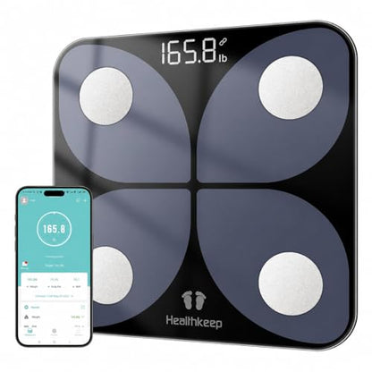 Body Fat Scale, Smart Bathroom Weight Scale, BMI Body Composition Monitor, High Precision Health Analyzer with Smartphone App for Fitness Tracking 400 lbs/180 kg - color: Smart Black 400lb
