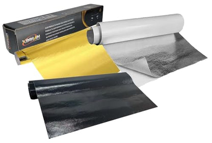 Xinhan Gold/Silver/Black Adhesive Backed Aluminized Thicken Fiberglass Sheet Practical Heat Shield Protection Barrier Cover Aluminized Heat Shielding Mat (Gold, 12 x 12 Inch) - color: Gold, size: 12 x 12 Inch