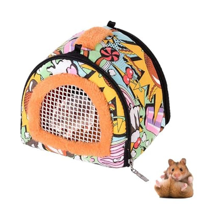 Hamiledyi Hamster Carrier Bag Gerbil Outgoing Travel Pouch Sugar Glider Breathable Carrying Strap with Zipper Suitable for Rat Hamster Mice