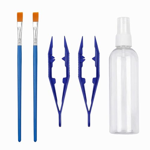 Jumping Spider Accessories Kit 5 Pcs,Spider Enclosure Starter Kit with Bottle,2 Soft Paint Brushes for Gentle Handling & 2 Plastic Feeding Tweezers for Care Tools
