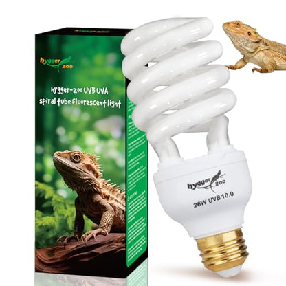 UVB Bulb for Reptiles, 10.0 26W UVB Light for Reptiles, Hygger zoo UVA UVB Reptile Light Bulb Reptile UVB Bulb UVB Light for Bearded Dragon Turtle Lizard Reptile Lamp Terrarium Lamp for Desert Reptile - size: 10.0-6.1 Inch