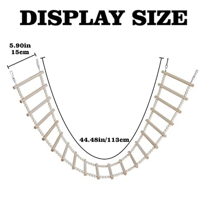 Bird Ladder Bridge, Wooden Pet Hamster Climbing & Swing Toys, Cage Accessories for Birds Rats Parrots Hamster Squirrel Sugar Gliders Parakeets Cockatiels - 20 Steps - 44.5 x 5.9 Inch - size: 20 Steps - 44.5 × 5.9 Inch
