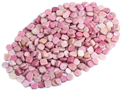 ZenQ 1 lb Crystal Chips, Tumbled Stone Chips for Crafts | Polished, Undrilled Gemstones for Resin Art, Vase Filler, Plant Decor, Candle Making, and DIY Projects - color: Rhodonite 0.2"- 0.6"