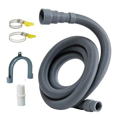 3.2FT Portable Washing Machine Drain Hose Extension,Extra Long Washer Drain Hose Kit with 1 Adapter, 4 Clamps and 1 U-Bend Holder - size: 3.2ft