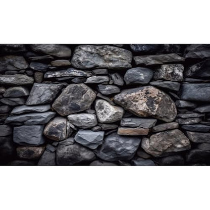 Stone Wall Aquarium Background Stacked Natural Stones Irregular Pattern Fish Tank Background Dark Masonry Wall Texture Reptile Habitat Background Rock Wall Terrarium Background Poster 24x12in - color: Dark Grey, size: 24(W)x12(H)inches/ 60(W)*30cm(H)