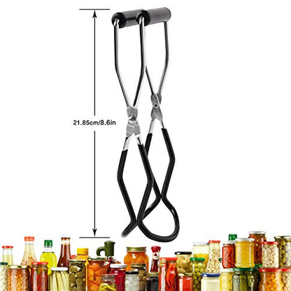 Canning Jar Lifter Tongs, Canning Supplies | Stainless Steel Jar Lifter with Grip Handle for Home Kitchen, Black - color: Black