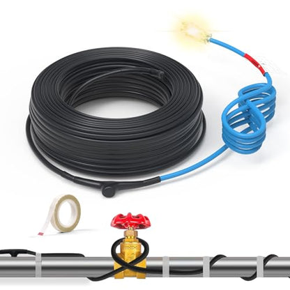Heat Tape for Water Pipes, 5W/FT Self-Regulating Heating Cable 70ft | Energy-saving heating cable with built-in thermostat for residential metal and plastic water pipes. ETL certified. - style: 70-feet