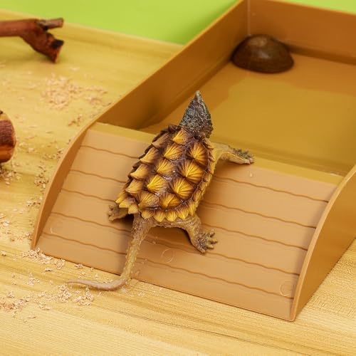 Beaupretty Large Reptile Bathing Bowl with Gentle Ramp for Tortoises and Lizards Spacious Turtle Dish and Soaking Pool Sturdy Reptile Tank Accessory for Easy Climbing and Cleaning
