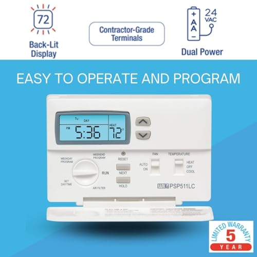PSP511LC Programmable Thermostat | 5/2-Day, Dial Control