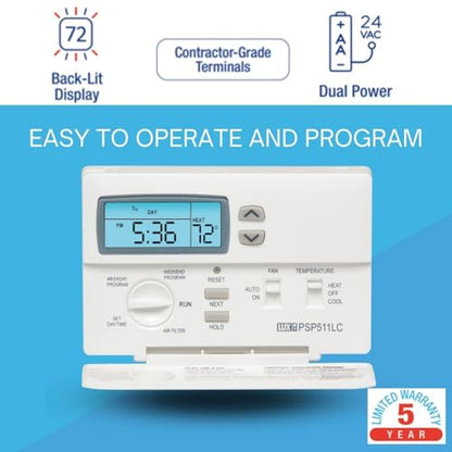 PSP511LC Programmable Thermostat | 5/2-Day, Dial Control