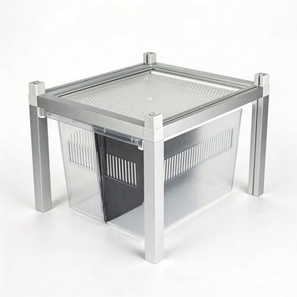 13x10x8 Stackable Reptile Rack Unit with Removable Divider, Ventilated Lid | 13x10x8 stackable reptile rack expansion, removable divider, ventilated plastic lid, modular gecko breeding habitat - size: 13x10x8-add