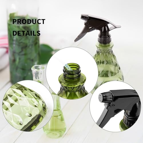 wugongshan 2 Pcs Spray Bottles, 500 ml/17 oz Empty Water Spray Bottles, Plastic Reusable Adjustable Mist Sprayer Squirt Bottles Containers Refillable for Cleaning Solutions, Gardening, Plants (Green) - color: Green
