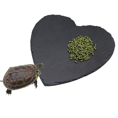 Reptile Basking Platform, 7.9 × 7.9 inch Tortoise Rock Plate, Heart Shape Natural Rock Reptile Food Dish, Turtle Feeding Bowl, Habitat Decor for Bearded Dragon Chameleon Frog Lizard Gecko Hermit Crab - size: S- 8 × 8 inch