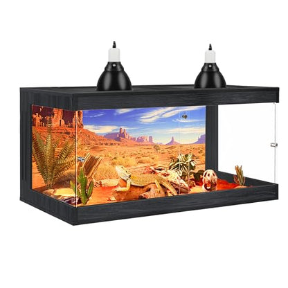 Royxen Bearded Dragon Tank, 64 Gallons Tempered Glass Reptile Terrarium with Metal Mesh Top, 3-Side Clear Anti-Scratch Glass Lizard Tank for Reptile Habitat (Black, 40" Length) - color: Black, size: 64Gal,40x20x20inch