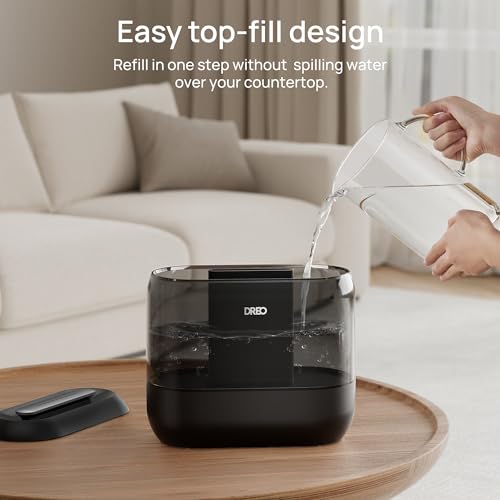 DREO 4L Humidifiers for Bedroom, 36H Runtime, 28 dB Quiet, HM311, Black | Easy to Refill & Clean, BPA-Free, Nightlight, Supersized Air Humidifiers for Large Room, Baby Nurseries, Plants, Indoor | Easy to Refill & Clean, BPA-Free, Nightlight, Supersized Ai