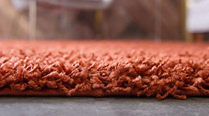 Unique Loom Solid Shag Collection Area Rug (2' 6" x 13' 1" Runner, Terracotta) - color: Terracotta, size: 2'6" x 13'1" (Runner)