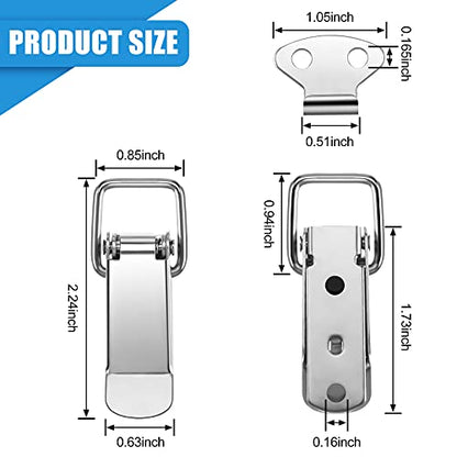 Hotop 4Pcs Latch Spring Loaded Toggle Latch Stainless Steel Catch Hasp Clamp Clip Lock for Tool Box Cabinet, Wooden Case, Jewelry Box, Chest