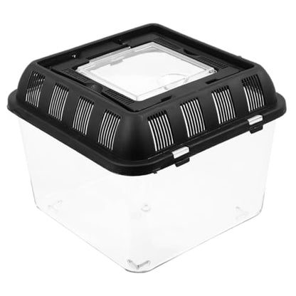 Happyyami Climbing Reptile Breeding Box Turtle Transport Carrier Handle Reptile Travel Carrier Spider Enclosure Animal Tank