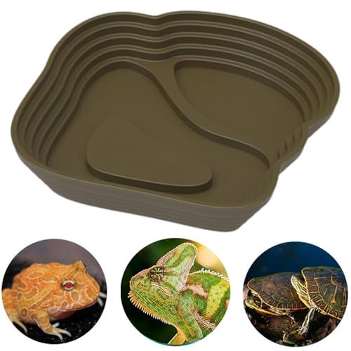 Reptile Bathing Pool Reptile Feeding Water Bowl Turtle Water Bowl Reptile Feeding Dish for Bearded Dragons Pet Supplies Bath, Small, Green - color: Small, size: Green