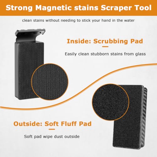hygger Magnetic Fish Tank Cleaner, Aquarium Glass Cleaner | Magnet Cleaning Tool with 2 Detachable Scraper Blade, Floating Scrubber Brush for 1/5"-1/2"Glass/Acrylic Thick Tank