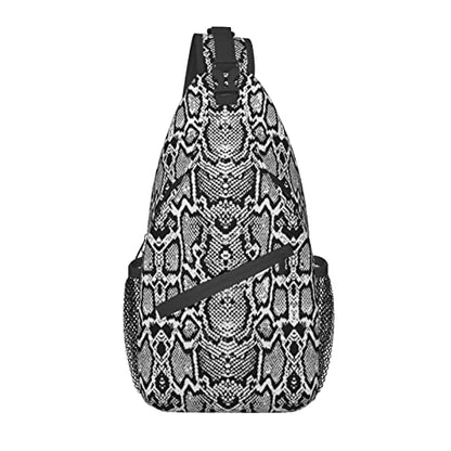 Snake Skin Sling Bag Animal Crossbody Chest Daypack Casual Backpack Women Shoulder Bag For Travel Picnic - color: Snake 08